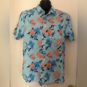 Volcom Blue and Pink Casual Button Down Shirt